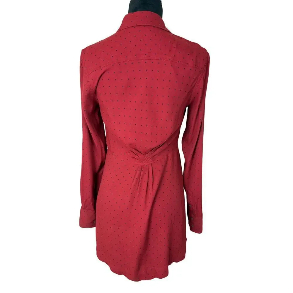 Free People Red Polka Dot Button-Up Dress - XS